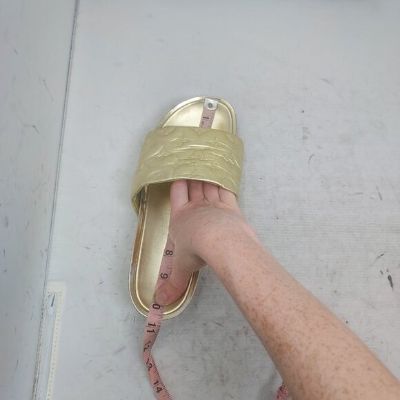 LOUIS VUITTON Gold Leather LV Monogram Flatform Sandal - Picture 12 of 13